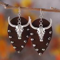 1 Pair Retro Water Droplets Cattle Pu Leather Drop Earrings main image 1