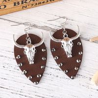 1 Pair Retro Water Droplets Cattle Pu Leather Drop Earrings main image 3
