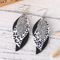 1 Pair Retro Leopard Sequins Layered Pu Leather Drop Earrings main image 4