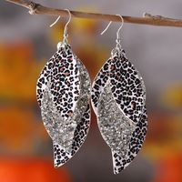 1 Pair Retro Leopard Sequins Layered Pu Leather Drop Earrings main image 5
