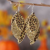 1 Pair Retro Leopard Sequins Layered Pu Leather Drop Earrings sku image 3