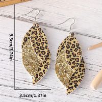 1 Pair Retro Leopard Sequins Layered Pu Leather Drop Earrings main image 2