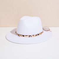 Unisex Basic Cowboy Style Solid Color Belt Buckle Wide Eaves Fedora Hat main image 4