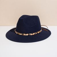 Unisex Basic Cowboy Style Solid Color Belt Buckle Wide Eaves Fedora Hat sku image 3