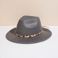 Unisex Basic Cowboy Style Solid Color Belt Buckle Wide Eaves Fedora Hat sku image 9