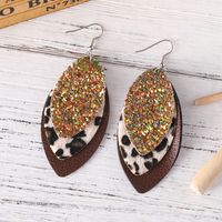 1 Pair Casual Retro Leopard Sequins Layered Pu Leather Drop Earrings main image 4