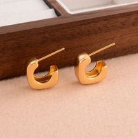 1 Pair Retro Simple Style Square Plating Copper 18k Gold Plated Ear Studs main image 1