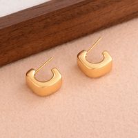 1 Pair Retro Simple Style Square Plating Copper 18k Gold Plated Ear Studs main image 4