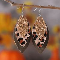 1 Pair Casual Retro Leopard Sequins Layered Pu Leather Drop Earrings main image 5