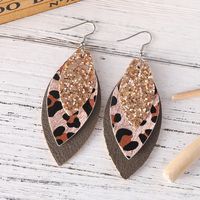 1 Pair Casual Retro Leopard Sequins Layered Pu Leather Drop Earrings main image 3