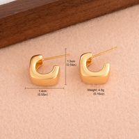 1 Pair Retro Simple Style Square Plating Copper 18k Gold Plated Ear Studs sku image 1