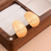 1 Pair Retro Simple Style Solid Color Plating Copper 18k Gold Plated Ear Studs main image 1