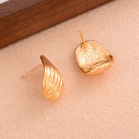 1 Pair Retro Simple Style Solid Color Plating Copper 18k Gold Plated Ear Studs main image 4