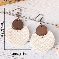 1 Pair Retro Round Solid Color Pu Leather Drop Earrings main image 2
