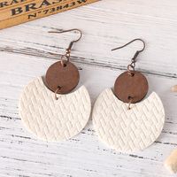 1 Pair Retro Round Solid Color Pu Leather Drop Earrings main image 3