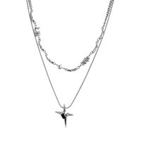 Simple Style Solid Color Eight-pointed Stars Alloy Plating Women's Pendant Necklace sku image 1