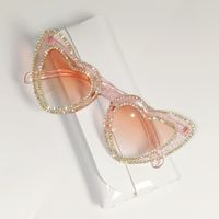 Sweet Color Block Pc Heart Shape Diamond Full Frame Glasses sku image 1