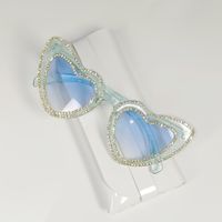 Sweet Color Block Pc Heart Shape Diamond Full Frame Glasses sku image 2
