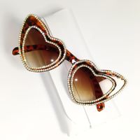 Sweet Color Block Pc Heart Shape Diamond Full Frame Glasses sku image 6