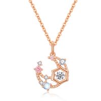 Ig Style Shiny Moon Sterling Silver Hollow Out Inlay Zircon Pendant Necklace sku image 1