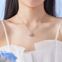 Ig Style Shiny Moon Sterling Silver Hollow Out Inlay Zircon Pendant Necklace main image 1