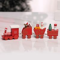 Christmas Cute Pastoral Christmas Tree Train Snowman Wood Indoor Party Festival Ornaments sku image 4