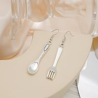 1 Pair Ethnic Style Spoon Fork Asymmetrical Plating Alloy Drop Earrings main image 4