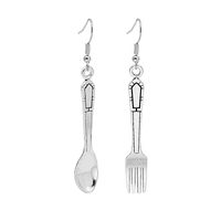1 Pair Ethnic Style Spoon Fork Asymmetrical Plating Alloy Drop Earrings main image 2