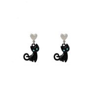 1 Pair Cute Cat Enamel Plating Alloy Drop Earrings sku image 3