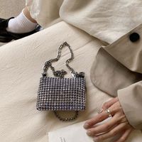 Silver Pvc Solid Color Square Evening Bags main image 5