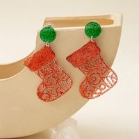 1 Pair Cute Santa Claus Christmas Socks Snowflake Plating Arylic Drop Earrings main image 2
