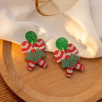 1 Pair Cute Santa Claus Christmas Socks Snowflake Plating Arylic Drop Earrings sku image 1
