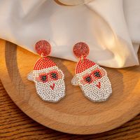 1 Pair Cute Santa Claus Christmas Socks Snowflake Plating Arylic Drop Earrings sku image 3