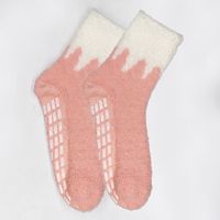Frau Japanischer Stil Farbblock Polyester Crew Socken Ein Paar sku image 5