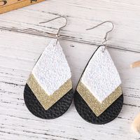 1 Pair Retro Water Droplets Rhombus Sequins Layered Pu Leather Drop Earrings main image 5