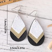 1 Pair Retro Water Droplets Rhombus Sequins Layered Pu Leather Drop Earrings main image 3