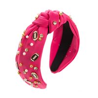 Women's Elegant Vintage Style Solid Color Cloth Inlay Rhinestones Pearl Hair Band main image 6