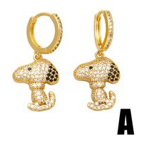 1 Pair Modern Style Simple Style Dog Plating Inlay Copper Zircon 18k Gold Plated Drop Earrings main image 3