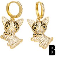 1 Pair Modern Style Simple Style Dog Plating Inlay Copper Zircon 18k Gold Plated Drop Earrings main image 2