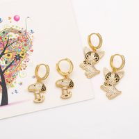 1 Pair Modern Style Simple Style Dog Plating Inlay Copper Zircon 18k Gold Plated Drop Earrings main image 5