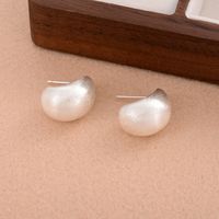 1 Pair Simple Style Solid Color Plating Copper Alloy Silver Plated Ear Studs main image 4