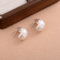 1 Pair Simple Style Solid Color Plating Copper Alloy Silver Plated Ear Studs main image 2