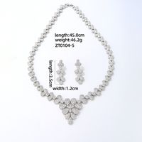 Copper Elegant Bridal Sweet Tassel Plating Inlay Geometric Round Water Droplets Zircon Jewelry Set sku image 5