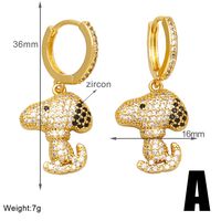 1 Pair Modern Style Simple Style Dog Plating Inlay Copper Zircon 18k Gold Plated Drop Earrings sku image 1