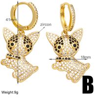 1 Pair Modern Style Simple Style Dog Plating Inlay Copper Zircon 18k Gold Plated Drop Earrings sku image 2