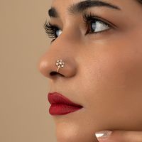 Casual Commute Snowflake Alloy Plating Inlay Glass 14k Gold Plated Nose Ring Nose Studs main image 1