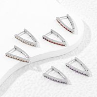 1 Pair Ig Style Simple Style V Shape Plating Inlay Copper Zircon White Gold Plated Earrings main image 4