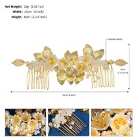 Retro Hoja Flor Aleación Perla Enchapado Embutido Diamantes De Imitación Insertar Peine sku image 1