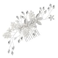 Retro Flower Metal Crystal Pearl Insert Comb main image 2