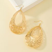 1 Pair Vintage Style Simple Style Water Droplets Floral Plating Hollow Out Alloy Ferroalloy 14k Gold Plated Drop Earrings main image 4